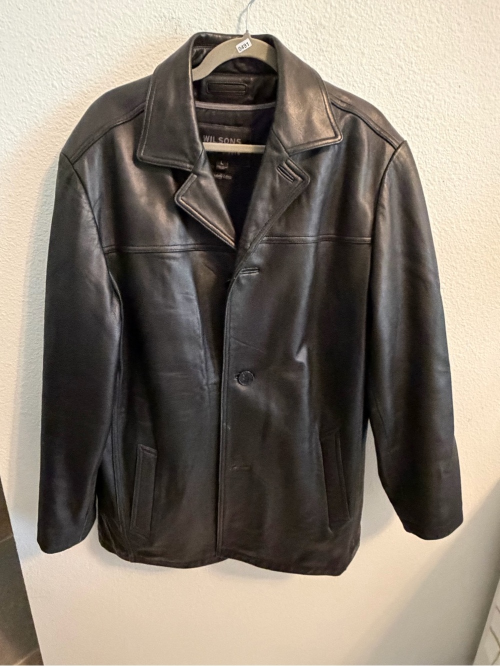 Wilsons Leather Men's Black Button-Front Leather Jacket